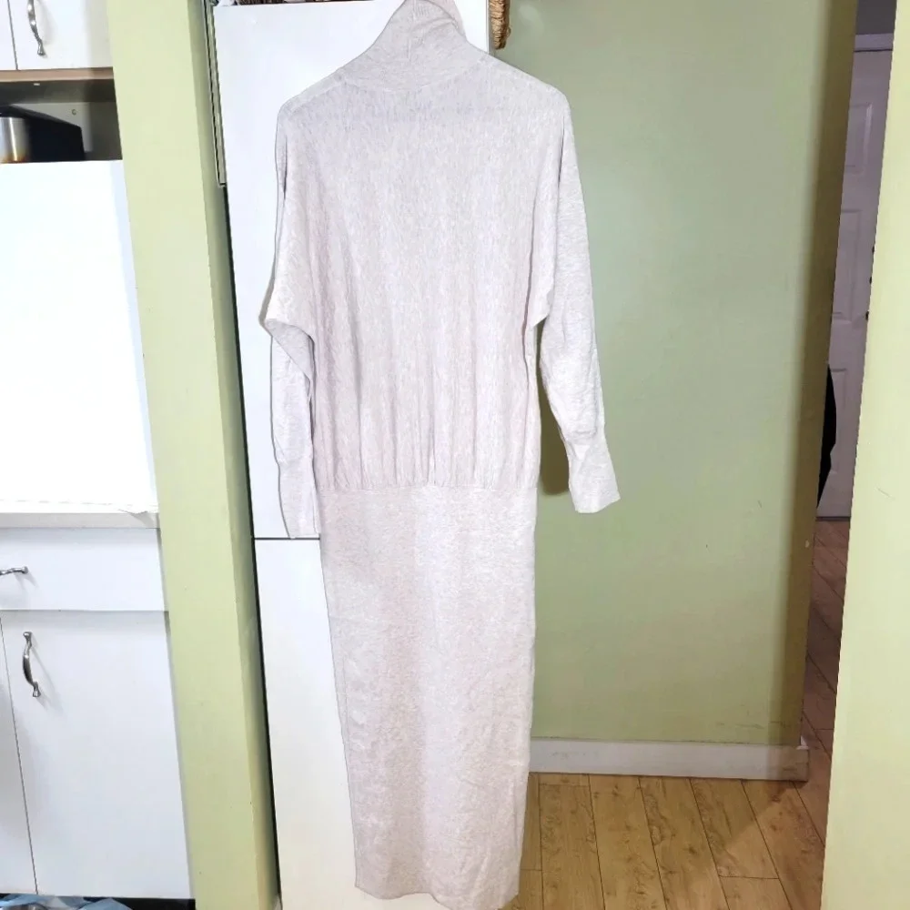 Aritzia Babaton sweater dress Bogart Turtleneck midi beige oatmeal large - Picture 7 of 12